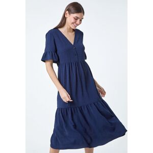 Roman Textured Spot Frill Tiered Midi Dress 10 female Roman Textured Spot Frill Tiered Midi Dress 10 female
