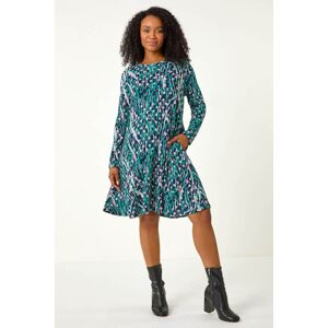 Roman Petite Spot Print Swing Stretch Dress 18 female Roman Petite Spot Print Swing Stretch Dress 18 female