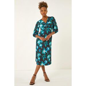 Roman Floral Twist Front Midi Dress 14 female Roman Floral Twist Front Midi Dress 14 female