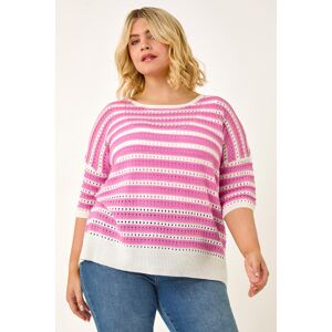 Roman Curve Crochet Stripe Knit Top 26-28 female Roman Curve Crochet Stripe Knit Top 26-28 female