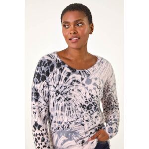Roman Fluffy Tropical Print Knit Jumper 20 female Roman Fluffy Tropical Print Knit Jumper 20 female