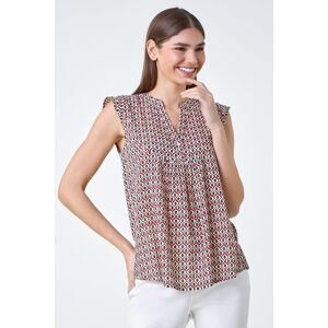 Roman Geometric Print Frill Blouse 10 female Roman Geometric Print Frill Blouse 10 female