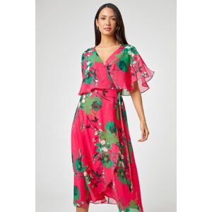 Roman Floral Print Frill Cape Wrap Dress 18 female Roman Floral Print Frill Cape Wrap Dress 18 female