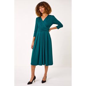 Roman Mock Wrap V-Neck Stretch Midi Dress 20 female Roman Mock Wrap V-Neck Stretch Midi Dress 20 female