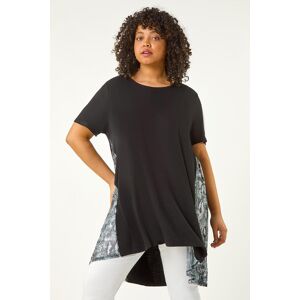 Roman Curve Print Mesh Trim T-Shirt 30-32 female Roman Curve Print Mesh Trim T-Shirt 30-32 female