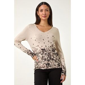Roman Sparkly Floral V-Neck Knit Jumper 14 female Roman Sparkly Floral V-Neck Knit Jumper 14 female