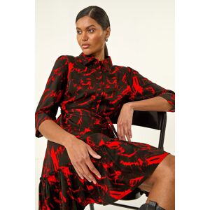 Roman Abstract Print Tie Waist Shirt Dress 18 female Roman Abstract Print Tie Waist Shirt Dress 18 female