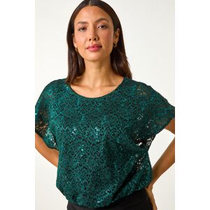 Roman Sequin Lace Overlay Stretch Top 10 female Roman Sequin Lace Overlay Stretch Top 10 female
