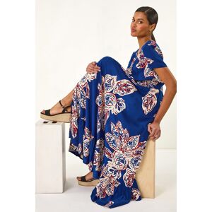 Roman Leaf Print Shirred Maxi Dress 18 female Roman Leaf Print Shirred Maxi Dress 18 female