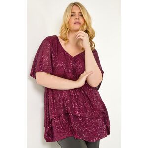 Roman Curve Sequin Overlay Flute Sleeve Top 18 female Roman Curve Sequin Overlay Flute Sleeve Top 18 female