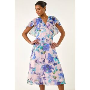 Roman Floral Print Cape Back Midi Dress 20 female Roman Floral Print Cape Back Midi Dress 20 female