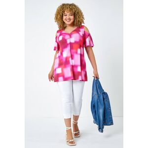 Roman Curve Abstract V-Neck Cold Shoulder Top 30-32 female Roman Curve Abstract V-Neck Cold Shoulder Top 30-32 female