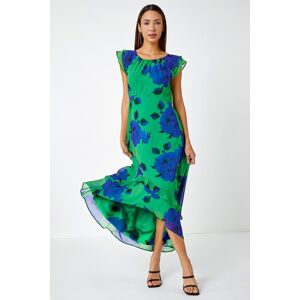 Roman Green Floral Frill Midi Dress - Size 12 Roman Green Floral Frill Midi Dress - Size 12