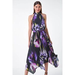 Roman Floral Halter Neck Hanky Hem Midi Dress 20 female Roman Floral Halter Neck Hanky Hem Midi Dress 20 female