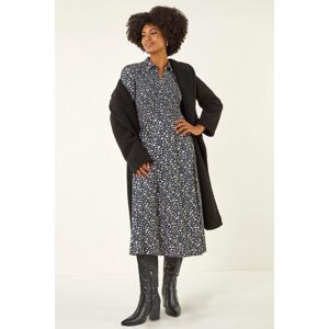 Roman Ditsy Floral Print Shirred Midi Dress 16 female Roman Ditsy Floral Print Shirred Midi Dress 16 female