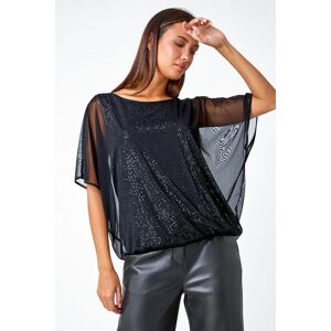 Roman Sparkle Mesh Stretch Chiffon Overlay Top 12 female Roman Sparkle Mesh Stretch Chiffon Overlay Top 12 female