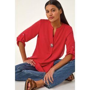 Roman Button Detail Longline Blouse 10 female Roman Button Detail Longline Blouse 10 female