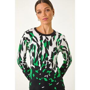 Roman Abstract Print 3/4 Sleeve Knit Jumper 10 female Roman Abstract Print 3/4 Sleeve Knit Jumper 10 female