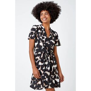 Roman Geometric Print Frill Hem Skater Dress 20 female Roman Geometric Print Frill Hem Skater Dress 20 female