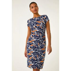 Roman Leaf Print Puff Stretch Midi Dress 18 female Roman Leaf Print Puff Stretch Midi Dress 18 female