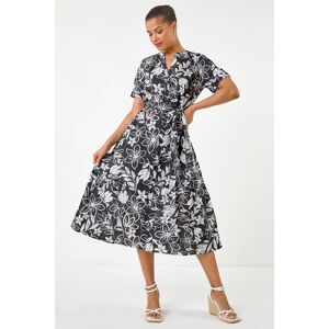 Roman Floral Print Tie Waist Midi Dress 10 female Roman Floral Print Tie Waist Midi Dress 10 female