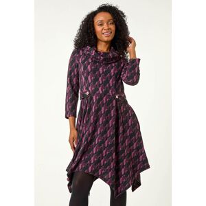 Roman Petite Abstract Print Hanky Hem Stretch Dress 8 female Roman Petite Abstract Print Hanky Hem Stretch Dress 8 female