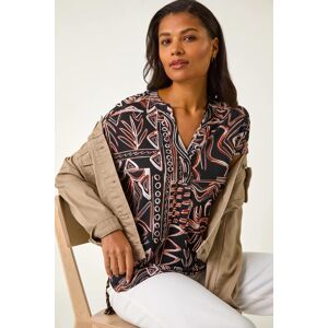 Roman Textured Ikat Print Stretch Top 10 female Roman Textured Ikat Print Stretch Top 10 female