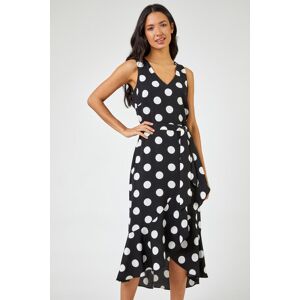 Roman Spot Print Frill Hem Wrap Midi Dress 20 female Roman Spot Print Frill Hem Wrap Midi Dress 20 female