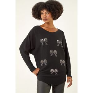 Roman Sequin Bow Knit Jumper S-M female Roman Sequin Bow Knit Jumper S-M female