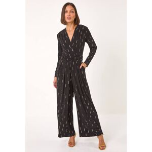 Roman Foil Print V-Neck Stretch Jumpsuit 20 female Roman Foil Print V-Neck Stretch Jumpsuit 20 female