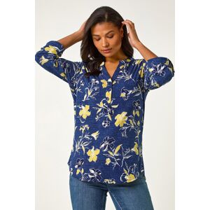 Roman Textured Floral Print V-Neck Stretch Shirt 12 female Roman Textured Floral Print V-Neck Stretch Shirt 12 female