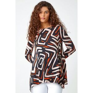 Roman Geometric Back Detail Stretch Tunic Top 12 female Roman Geometric Back Detail Stretch Tunic Top 12 female
