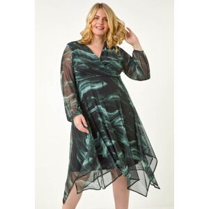 Roman Curve Abstract Print Wrap Stretch Midi Dress 18 female Roman Curve Abstract Print Wrap Stretch Midi Dress 18 female