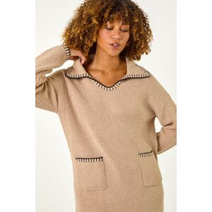 Roman Originals UK Biscuit Model Blanket Stitch Collared Jumper - Women Roman Originals UK Biscuit Model Blanket Stitch Collared Jumper - Women