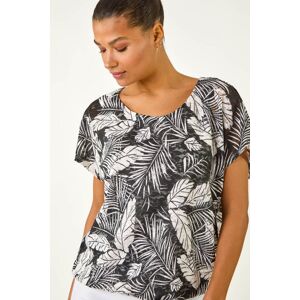 Roman Leaf Print Lace Bubble Hem Top 20 female Roman Leaf Print Lace Bubble Hem Top 20 female