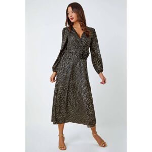 Roman Metallic Star Print Corsage Midi Wrap Dress 18 female Roman Metallic Star Print Corsage Midi Wrap Dress 18 female