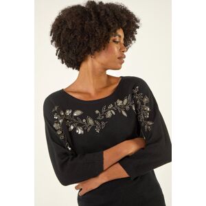 Roman Embellished Floral Sequin Knit Jumper 18 female Roman Embellished Floral Sequin Knit Jumper 18 female