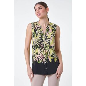 Roman Sleeveless Leaf Print Blouse 10 female Roman Sleeveless Leaf Print Blouse 10 female
