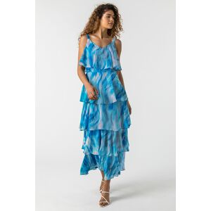 Roman Abstract Print ChiffonTiered Maxi Dress 10 female Roman Abstract Print ChiffonTiered Maxi Dress 10 female
