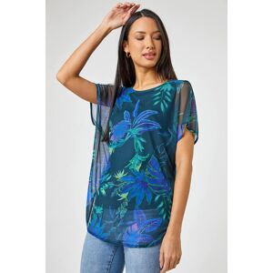 Roman Tropical Print Mesh Overlay Tunic Top 10 female Roman Tropical Print Mesh Overlay Tunic Top 10 female