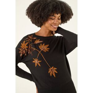 Roman Sequin Floral Embroidered Knit Jumper 12 female Roman Sequin Floral Embroidered Knit Jumper 12 female