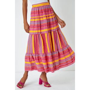 Roman Tiered Striped Elastic Waist Maxi Skirt 14 female Roman Tiered Striped Elastic Waist Maxi Skirt 14 female