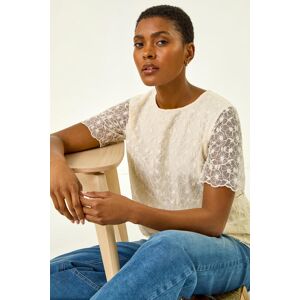 Roman Floral Lace Overlay T-Shirt 10 female Roman Floral Lace Overlay T-Shirt 10 female