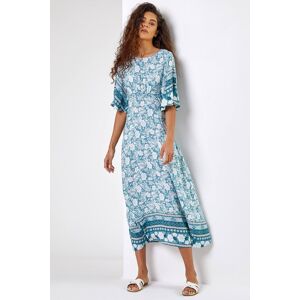 Roman Floral Border Print Midi Dress 20 female Roman Floral Border Print Midi Dress 20 female