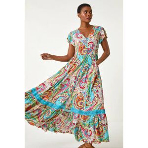 Roman Paisley Print Shirred Waist Maxi Dress 14 female Roman Paisley Print Shirred Waist Maxi Dress 14 female