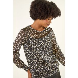 Roman Spot Print Plisse Shirred Top 18 female Roman Spot Print Plisse Shirred Top 18 female