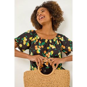 Roman Citrus Pom Pom Trim Bardot Top 12 female Roman Citrus Pom Pom Trim Bardot Top 12 female