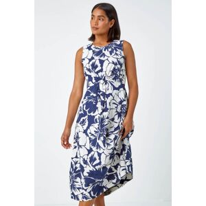 Roman Sleeveless Cotton Blend Floral Midi Dress 10 female Roman Sleeveless Cotton Blend Floral Midi Dress 10 female