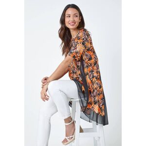 Roman Tropical Print Chiffon Hem Stretch Tunic Top 12 female Roman Tropical Print Chiffon Hem Stretch Tunic Top 12 female