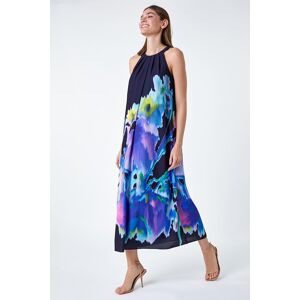 Roman Abstract Floral Pleat Detail Trapeze Dress 10 female Roman Abstract Floral Pleat Detail Trapeze Dress 10 female